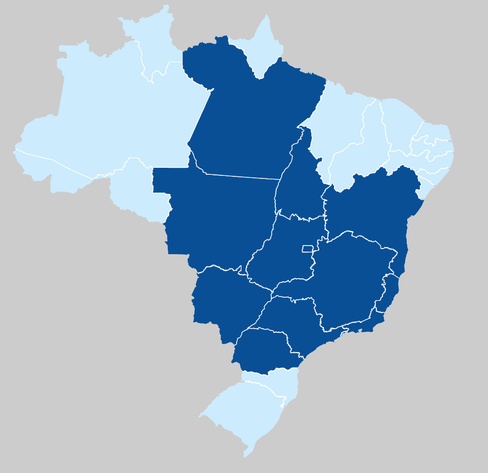 Mapa do Brasil - Estados Atendidos pelo Grupo Palmares